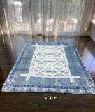 5' X 7' White And Blue Oriental Area Rug