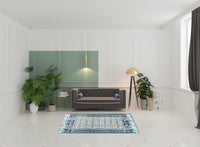 5' X 7' Green And Blue Oriental Area Rug