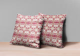 Set Of Two 16" X 16" Red Zippered Broadcloth Geometric Throw Pillow