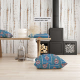 Set Of Two 16" X 16" Blue Zippered Broadcloth Geometric Throw Pillow