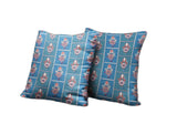 Set Of Two 16" X 16" Blue Zippered Broadcloth Geometric Throw Pillow