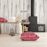 Set Of Two 16" X 16" Red Grey Blue Zippered Broadcloth Geometric Throw Pillow