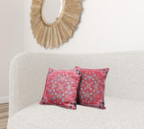 Set Of Two 16" X 16" Red Grey Blue Zippered Broadcloth Geometric Throw Pillow