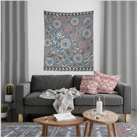 Gray Peacock and Flowers 80" x 68" Hanging Wall Tapestry