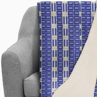 Indigo Blue Geometric Fleece and Sherpa Throw Blanket