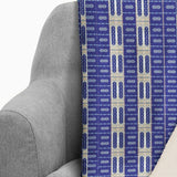 Indigo Blue Geometric Fleece and Sherpa Throw Blanket