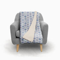 Boho Shades of Grey and Blue Fleece and Sherpa Throw Blanket