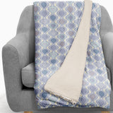 Boho Shades of Grey and Blue Fleece and Sherpa Throw Blanket
