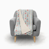 Boho Shades of Grey Blue and Cream Fleece and Sherpa Throw Blanket