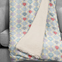 Boho Shades of Grey Blue and Cream Fleece and Sherpa Throw Blanket