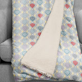 Boho Shades of Grey Blue and Cream Fleece and Sherpa Throw Blanket
