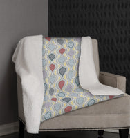 Boho Shades of Grey Blue and Cream Fleece and Sherpa Throw Blanket