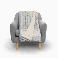 Boho Shades of Grey Blue and Cream Fleece and Sherpa Throw Blanket