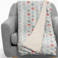 Boho Shades of Grey Blue and Cream Fleece and Sherpa Throw Blanket