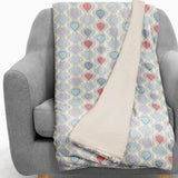 Boho Shades of Grey Blue and Cream Fleece and Sherpa Throw Blanket