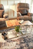 Set of Three Stylish Wood and Metal C Shaped Nesting End Tables