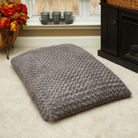 Gray 3' x 4' Lux Faux Fur Rectangle Pet Bed