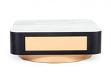 Modern White Black and Rose Gold Coffee Table with One Drawer