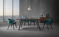 Set of Two Teal Black Modern Dining Chairs