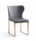 Gray Rosegold Velvet Dining Chair