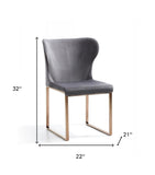 Gray Rosegold Velvet Dining Chair