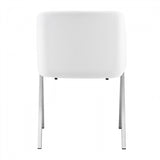 Set of Two White Faux Leather Modern Dining Chairs