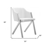 Set of Two White Faux Leather Modern Dining Chairs