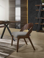 Set of Two Gray Walnut Fabric Modern Dining Chairs