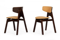 Set of Two Beige Faux Leather Modern Dining Chairs