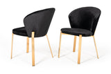 Set of Two Black Velvet Rosegold Dining Chairs