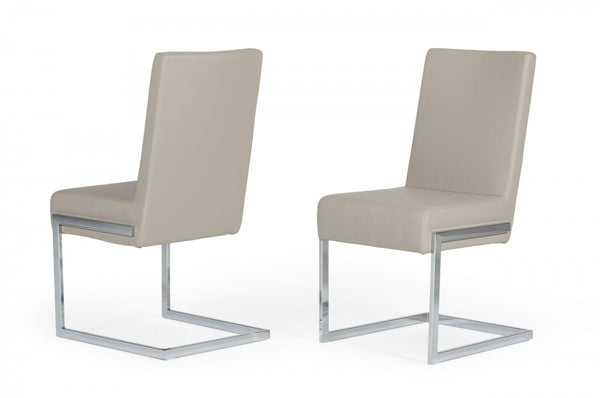 Set of Two Gray Silver Modern Dining Chairs