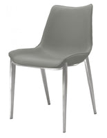 Set of Two Gray Faux Leather Modern Dining Chairs