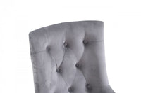 Set of Two Grey Velvet Tufted Dining Chairs