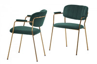 Set of Two Green Modern Dining Chairs