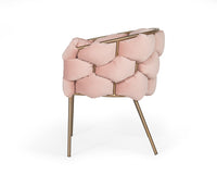 Pink Geo Velvet and Brushed Brass Velvet Dining Chair