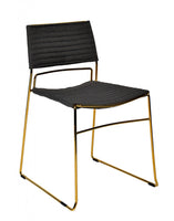 Set of Two Gray Gold Fabric Dining Chairs