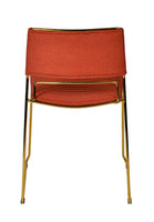 Set of Two Salmon Gold Fabric Dining Chairs