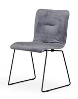 Set of Two Gray Velvet Dining Chairs