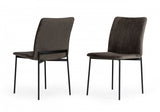 Set of Two Brown Black Dining Chairs
