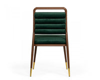 Contempo Dark Green and Walnut Velvet Dining Chair