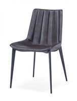 Set of Two Brown Black Modern Dining Chairs