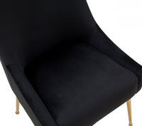Set of Two Black Gold Velvet Dining Chairs