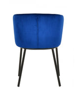 Set of Two Royal Blue Velvet and Black Modern Dining Chairss