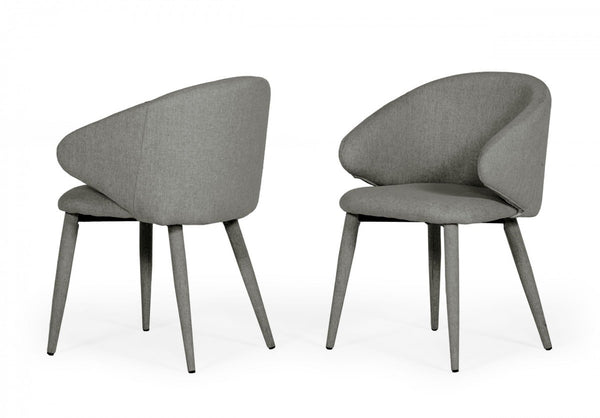 Set of Two Gray Fabric Wrapped Dining Chairs