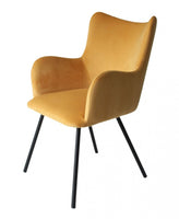 Yellow Curvy Velvet and Black Modern Dining Chair