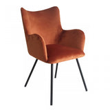 Rust Orange Curvy Velvet and Black Modern Dining Chair
