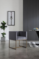 Dark Gray Velvet Antique Brass Dining Chair
