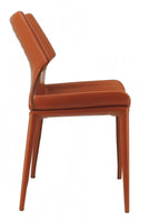 Set of Two Cognac Faux Leather Wrapped Dining Chairs