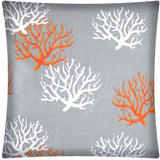 17"x17" Gray Orange And White Zippered Polyester Coastal Throw Pillow Cover