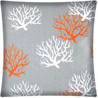 17"x17" Gray Orange And White Zippered Polyester Coastal Throw Pillow Cover